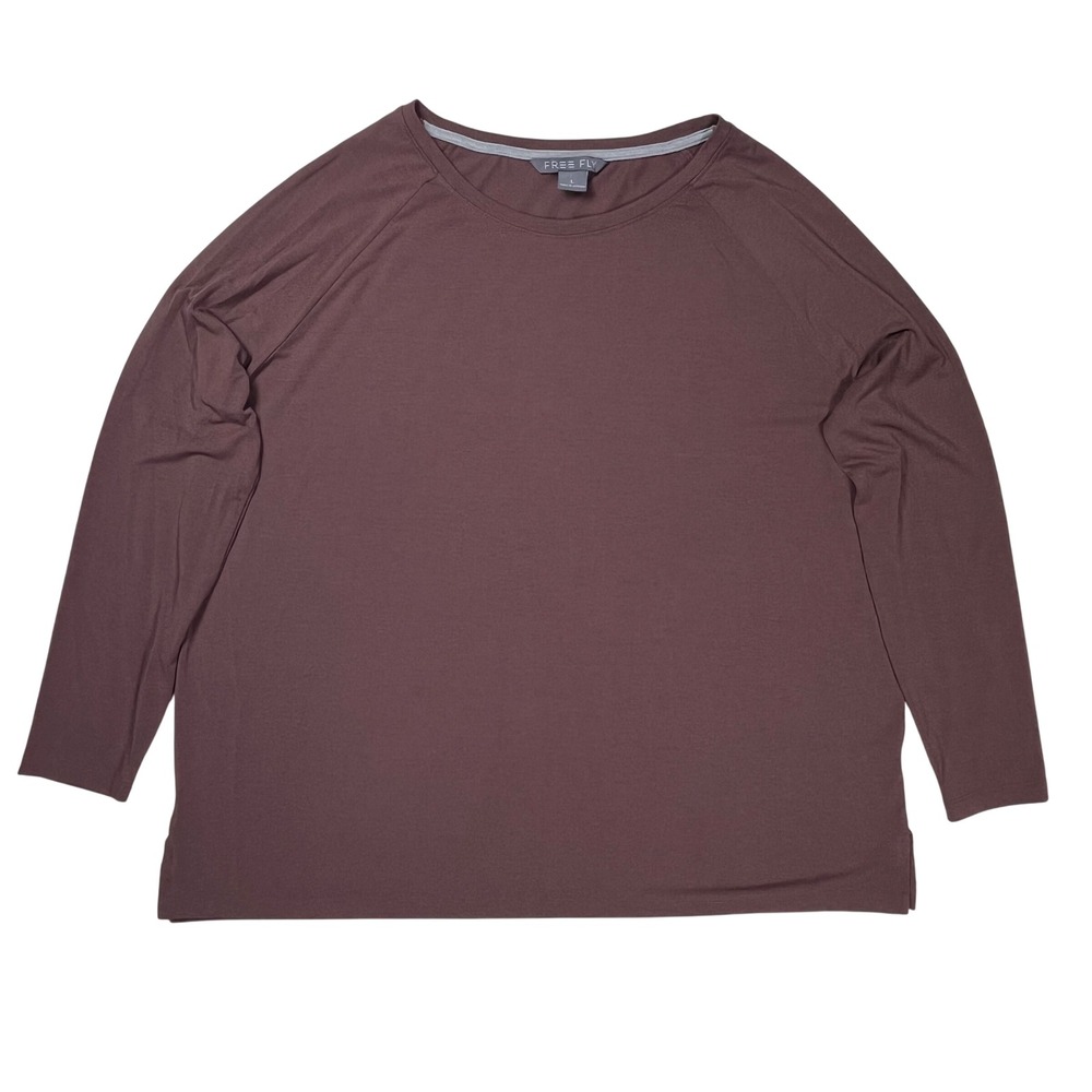 Free Fly Long Sleeve Top Womens L Plum Bamboo Blend Raglan Activewear